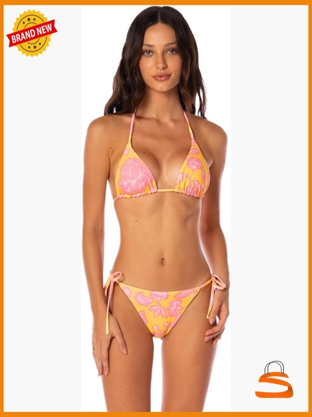 Reversible Triangle Bikini Top X-Small Adjustable Tie Straps Polyester Blend